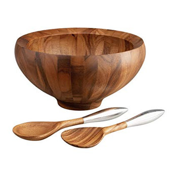 Nambe Yaro Salad Bowl W/ Servers